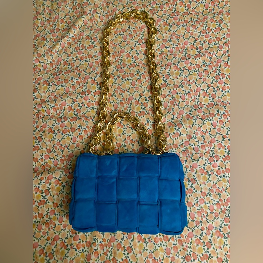 Brand New Genuine Turquoise Chain Cassette Leather Handbag - Picture 5 of 16